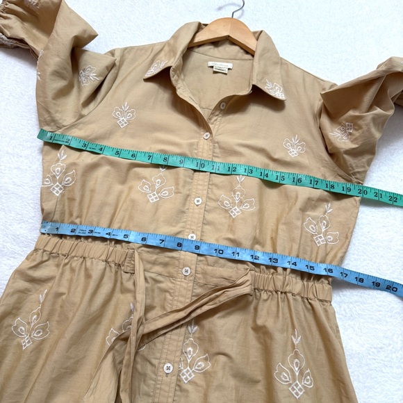 Shoshanna Sz M Francois Dress Embroidered Cotton Button Front Belt - Picture 8 of 10